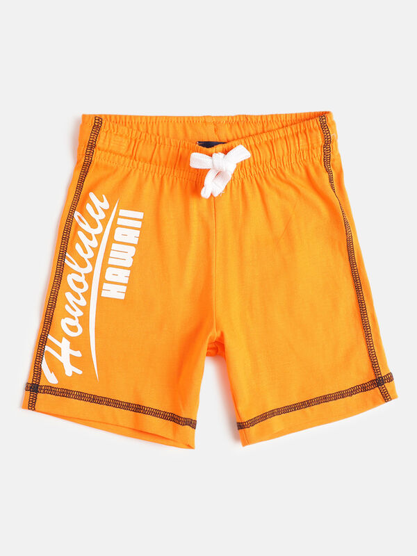 Boys Medium Orange Knitted T-shirt with Short Pants image number null